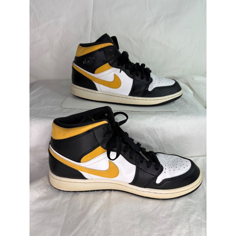 Air Jordan 1 Mid SE Yellow Black White High Top Sneakers Men's Size9.5